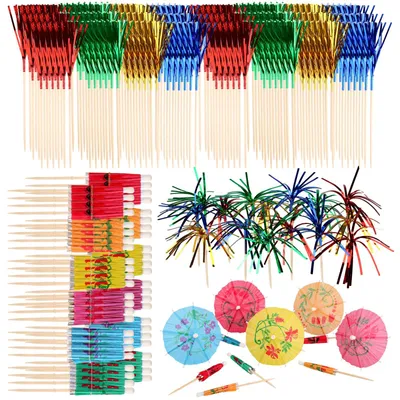 Cocktail-Deko-Set 200-teilig: 150 Wunderkerzen + 50 Papierschirme