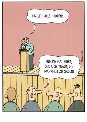 Produktbild von Cartoon-Postkarte Martin Perscheid "Ihr seid alle Idioten!"