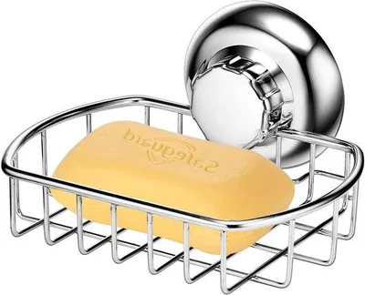 Obrázek produktu pro Přísavný držák na mýdlo - vakuový systém - nerezová ocel - nerezaví - do koupelny a kuchyně