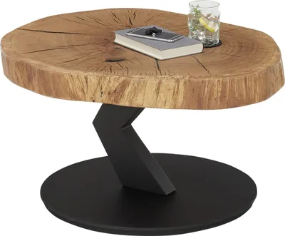 Produktbild von Couchtisch >BILOXI< rollbar, Eiche Massivholz / Holzwerkstoff / Metall - 45x75 (HxD)