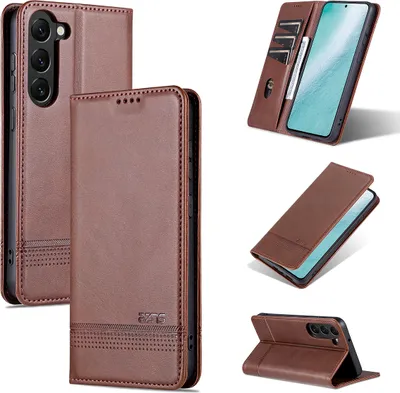 Produktbild von Galaxy S23 Leder Hülle, Klapphüllen Brieftasche Magnetverschluss Ständer Schutzhülle für Samsung Galaxy S23 Kaffee