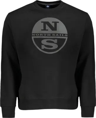 Produktbild von Schwarzes Herren Langarm-Sweatshirt ohne Reißverschluss - Rundhalsausschnitt