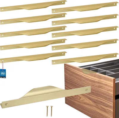 Produktbild von KOTARBAU® 10er Set Möbelgriff Möbelgriffe Schrankgriffe 192 / 212 mm ZnAl Küchengriffe Gold Griffe Möbel Türgriff Profilgriff Türgriffe Küche Schubladengriffe Griffe für Küchenschränke Modern