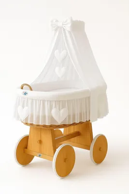Image de Belfurn Berceau en osier avec rideau - Lit bébé - confort naturel, sûr et écologique