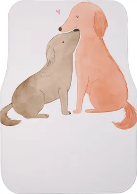 Produktbild von Mr. & Mrs. Panda Autoteppich Hunde Liebe - Schwarz - Geschenk, Vertrauen, Herz, Auto Fußmatte, Universal, Hund, Fürs, Glaube, Sprüche, Automatte, Optimitisch
