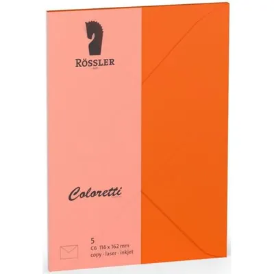 Produktbild von Rössler Papier 220705521 Coloretti Briefumschläge - C6, 5 Stück, apfelsine