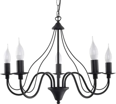 Zdjęcie produktu dla Lampa wisząca świecznikowa czarna 5xE14 12W MINERWA Sollux