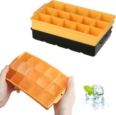 Produktbild von Famanu Eiswürfelschale 2 Stück, 30 Fächer, Silikon, große quadratische Eiswürfel 3,5 cm, für Cocktails, Whisky, Wein
