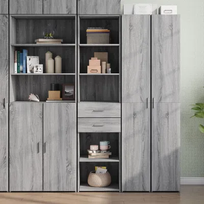 Image de vidaXL Highboard Gris Sonoma 45x42,5x185 cm Matériau dérivé du bois