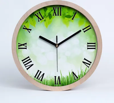 Produktbild von Holzuhr 30fi cm wanduhr - schwarze Spitzen - Laub und Gras