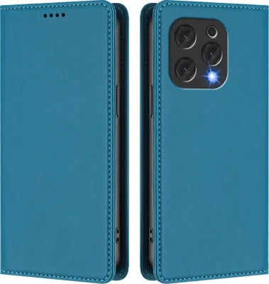 Image de Étui en cuir pour Doogee N55 Plus, étui à rabat magnétique en cuirPolyuréthaneavec support, bleu lac