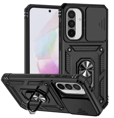Obrázek produktu pro Pouzdro pro Samsung Galaxy A56 / A36 dvouvrstvé pouzdro s posuvným krytem kamery a prstencovým stojánkem černé