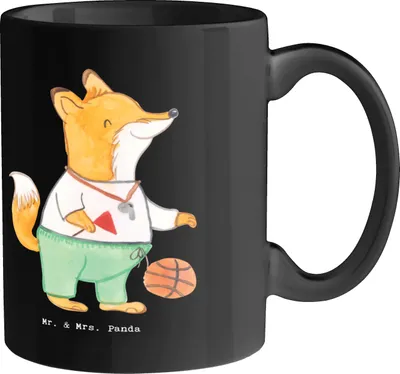 Produktbild von Mr. & Mrs. Panda Tasse Basketball Motivation - Schwarz - Geschenk, Sprungkraft, Spielfreude, Sportler, Kaffeebecher, Teamsport, Taktik, Kaffeetasse, haferl, Sportart
