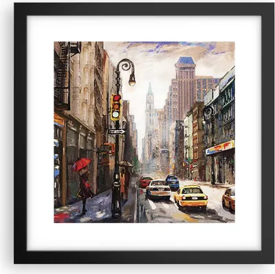 Produktbild von Gerahmtes Poster - Schwarzer Rahmen - New York Aquarell - 30x30 cm - Wand Bild - Wanddeko - Wandbilder - Kunstposter - Wandposter - Bilderrahmen - Bilder - Kunstdruck - P2BAC30x30-4590