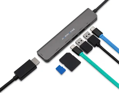 Produktbild von Hurricane C0914 7-in-1 USB Type C HUB Dock 4K HDMI Kartenleser Cardreader für MacBook, Laptop, PC, Festplatte