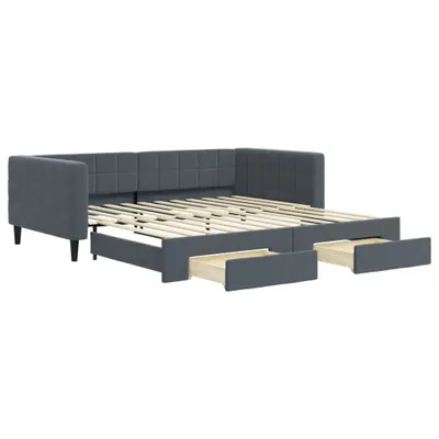 Produktbild von vidaXL Tagesbett Ausziehbar mit Schubladen Dunkelgrau 100x200 cm Samt