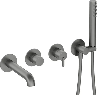 Produktbild von 4-Loch-Wannenarmatur mit Brausegarnitur, titaniumfarben, SILIA-30