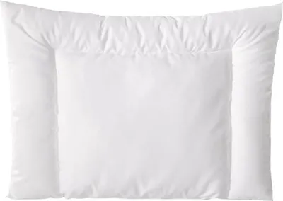 A white pillow with a quilted border.