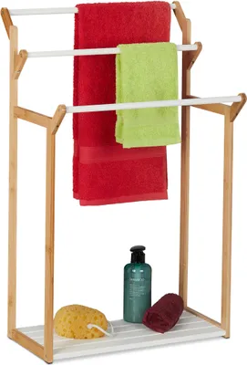 Produktbild von relaxdays Bambus Handtuchhalter mit Ablage