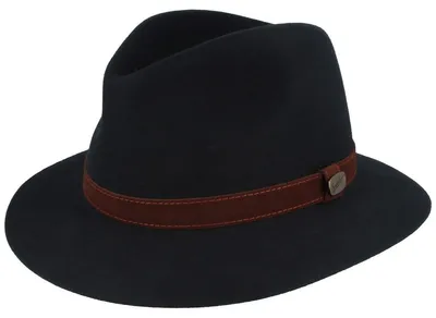 Borsalino feiner Hasenhaarhut Rustico Traveller mit Lederband in blau