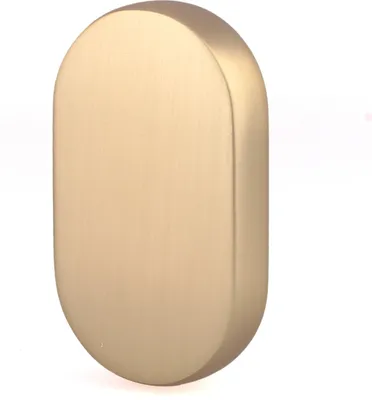 Produktbild von Natural Goods Berlin Möbelgriffe rund OVAL, 16mm Lochabstand, Schrankknöpfe passend für 15-22mm Türstärken, Griffe für Küchenschränke, Kommoden, Sideboard etc., Gold (gebürstet), 1 Stück