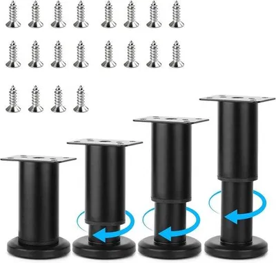 Obrázek produktu pro Nastavitelné podpěry pod nábytek 8–12 cm, černý kov