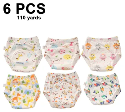 Produktbild von 6er-Pack Unisex-Baumwoll-Unterwäsche, wiederverwendbar, atmungsaktiv, wasserdicht, wasserdicht, für Kleinkinder (Jungen und Mädchen) – ideal zum Töpfchentraining