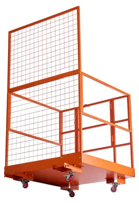 Produktbild von SucceBuy Staplerbühne 1225x1148mm, Arbeitskorb aus robustem Kohlenstoffstahl mit 635 kg Tragfähigkeit, ausgestattet mit 155x60 mm Einfahrtaschen, Verriegelungsstift und Rollen – Sicherheitskorb für Arbeiten in der Höhe
