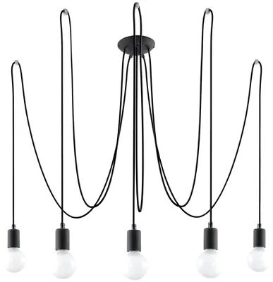 Zdjęcie produktu dla Żyrandol EDISON czarny 5xE27x60W metal wym:150x150x150cm IP20 Sollux Lighting