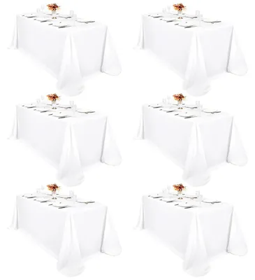 Obrázek produktu pro Sada 6 bílých obdélníkových ubrusů, rozměry 229 x 396 cm, materiál: polyester, lze prát, voděodolné