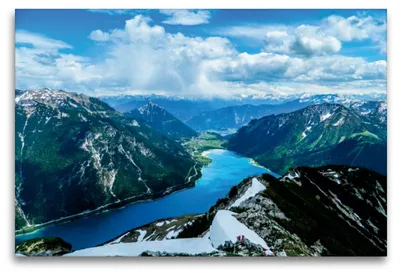 Produktbild von Premium Textil-Leinwand 120x80cm quer Premium Textil-Leinwand 120 cm x 80 cm quer Höhenweg über dem Achensee | Wandbild, HD-Bild auf Keilrahmen, Fertigbild auf hochwertigem Vlies, Leinwanddruck von Carmen Vogel