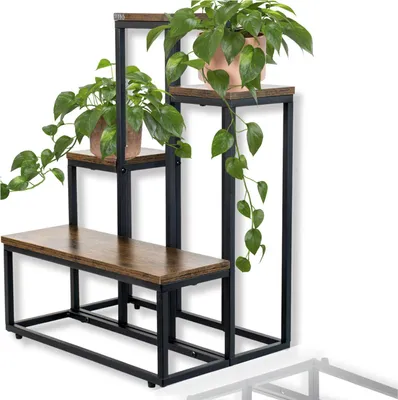Obrázok produktu pre Stojan na kvety a rastliny, kovové podkrovie, 6 kvetináčov, priemyselný, 68 cm