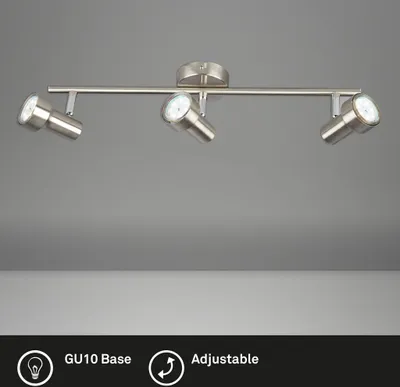 Immagine prodotto di Lampada da soffitto LED Spot 3xGU10 orientabile 3000K 12W nichel opaco Briloner