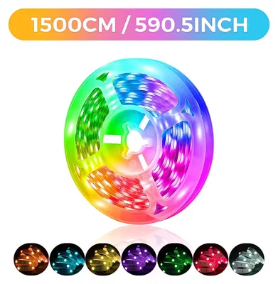 Produktbild von RGB LED-Lichtband - 15 m intelligentes LED-Band - App-Steuerung - Fernbedienung - Musiksynchronisation - 12 V - Schlafzimmerbeleuchtung - Mehrfarbig