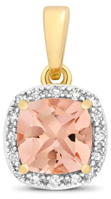 Produktbild von Atemberaubender 9 Karat (375) Gold Damen - Diamant Anhänger Brillant-Schliff 0.08 Karat mit Morganit - 14mm*8mm; TRS14373
