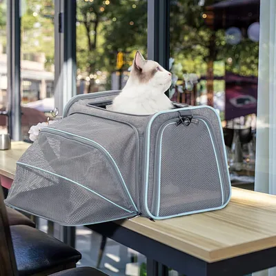 Produktbild von Komfort erweiterbare Haustiertragetasche für Hunde und Katzen, rot, weiche Seiten