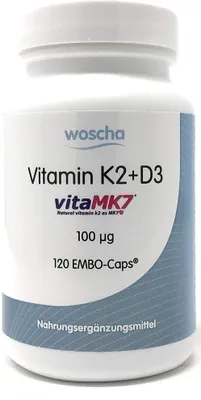 Produktbild von Woscha Vitamin K2+D3 100 µg- 120 Kapseln