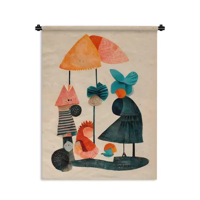 Produktbild von MuchoWow® Wandteppich für Kinder – Pastellfarben – Vintage-Stil – Farbenfroh – 150x200 cm – Wandteppich zur Dekoration – Wandbehang