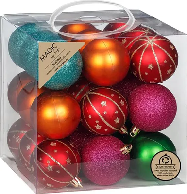 Produktbild von Weihnachtskugeln Kunststoff 6cm mit Glitzer 27er Set - Mille Fiori