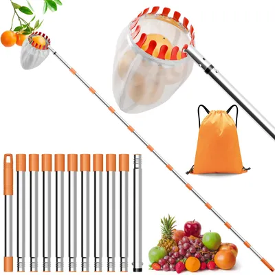 Image de Cueillette de fruits avec manche télescopique, longueur 4,2 mètres, diamètre 16 cm, pour les pommes et les cerises