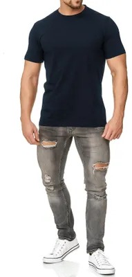 Produktbild von Mivaro Herren T-Shirt Basic mit Rundhals – 100% Baumwoll Shirt für Alltag, Freizeit und Sport, atmungsaktiv, Regular Fit, weiß, bis 5XL