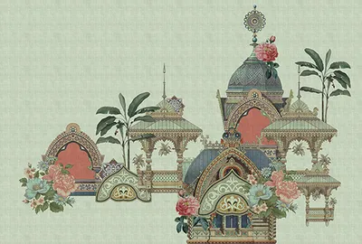 Produktbild von Tadessi Fototapete | Orientalisch | 4.00 m  x 2.70 m | Grün | Beige | Wandbild | Digitaldruck