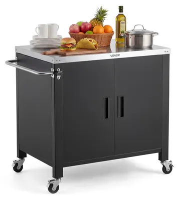 Produktbild von VEVOR Outdoor-Grillwagen mit Aufbewahrungsschrank, 102 cm Grilltisch mit Edelstahlplatte, Gewürzablage, Haken und Handtuchhalter, Küchenwagen & Servierwagen für Terrasse, Garten, Bar und BBQ-Bereich