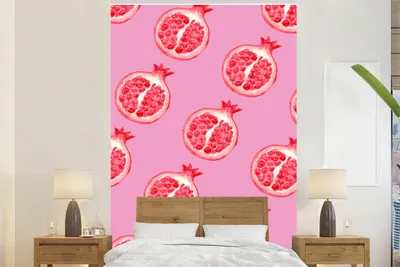 Produktbild von MuchoWow® Fototapete für Wohnzimmer oder Schlafzimmer Wandtapete Vinyl Motivtapete Obst - Aquarell - Rosa - 200x300 cm - Wanddekorationen
