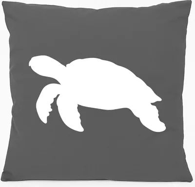 Produktbild von Huuraa Kissen Schildkröte Silhouette 40x40cm mit Füllung Steel Grey Baumwolle Dekokissen Geschenkidee