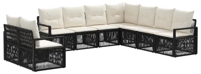 Immagine prodotto di vidaXL Set di divani da giardino 9 pezzi in polirattan nero