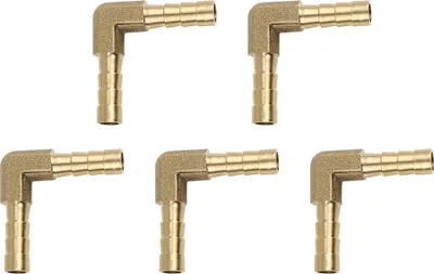 Produktbild von 5 Stück Schlauchanschluss Messing Schlauchverbinder 5mm Widerhaken 90 Grad Außengewinde 2-Wege L-Form Schlauchtüllenfittings