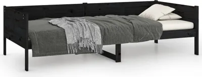 Zdjęcie produktu dla Łóżko Dzienne, Czarne, Lite Drewno Sosnowe, 90X190 Cm Lumarko!