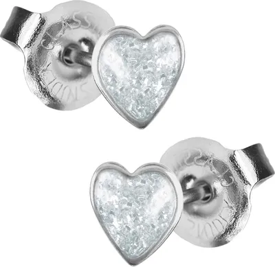 Produktbild von Chirurgenstahl Ohrstecker Glitterline mit Herz in transparent Studex Sensitive