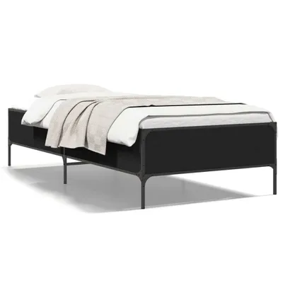 Zdjęcie produktu dla vidaXL Rama łóżka czarna 90x190 cm materiał drewnopochodny i metal